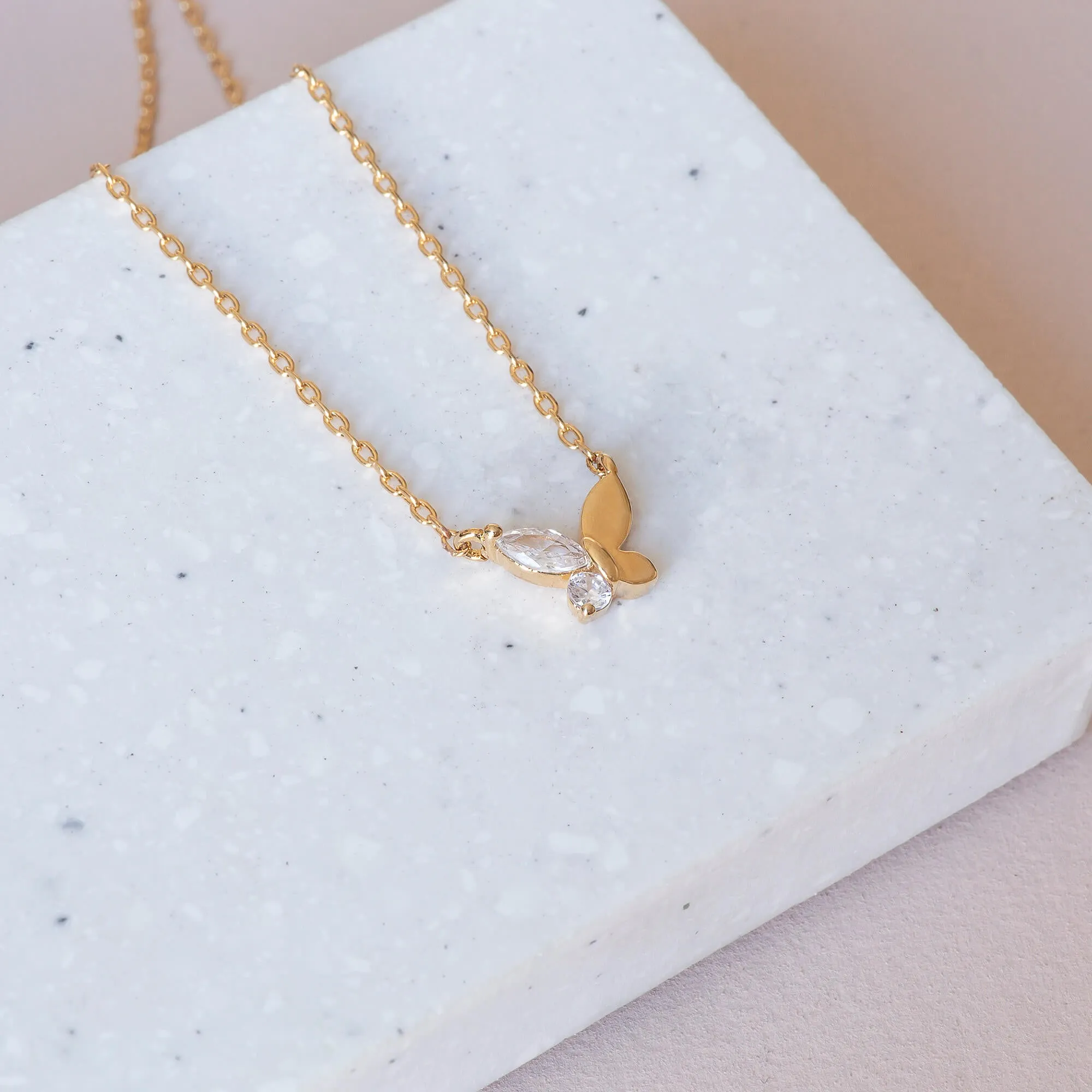 Necklace Diamante Half Butterfly