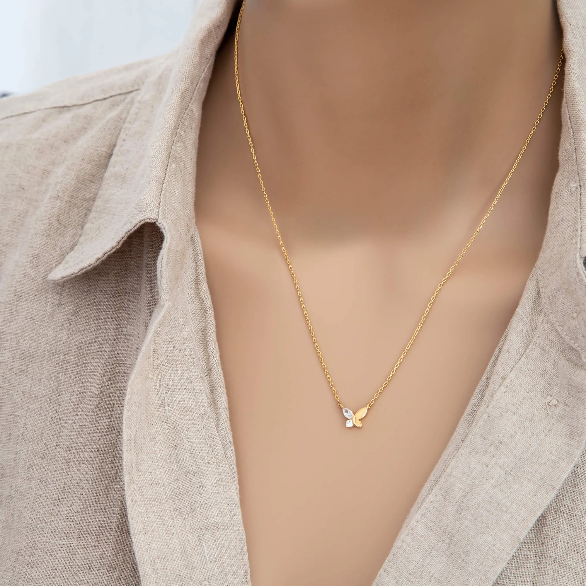 Necklace Diamante Half Butterfly