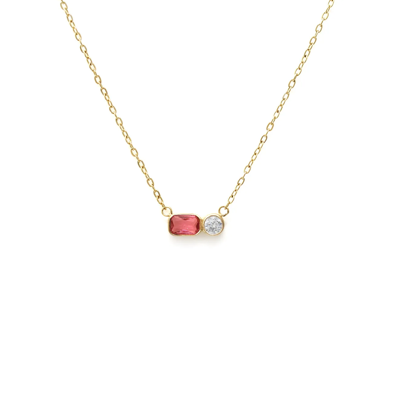 October Opal Birthstone Necklace - Yellow Gold