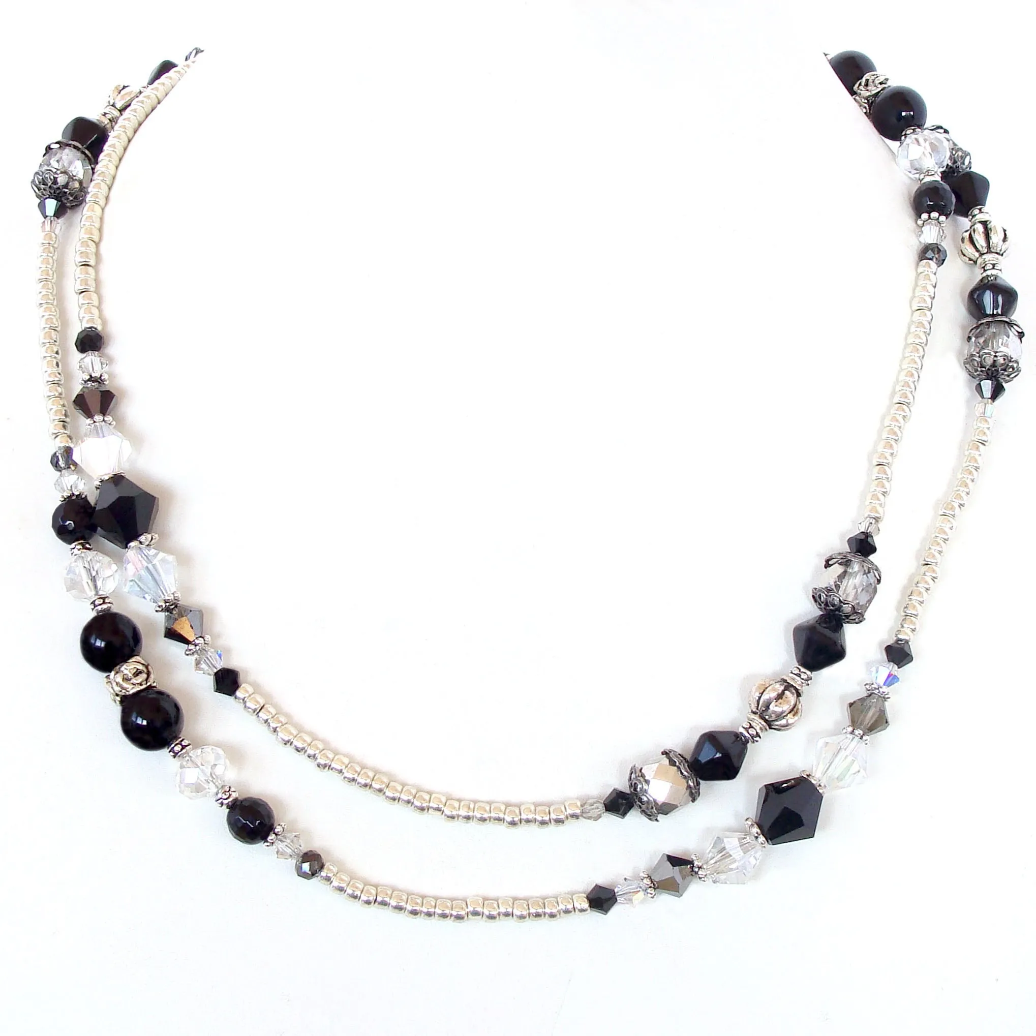 Odile: Black and Silver Wrap Bracelet