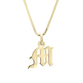 Old English Initial Necklace 14k Gold