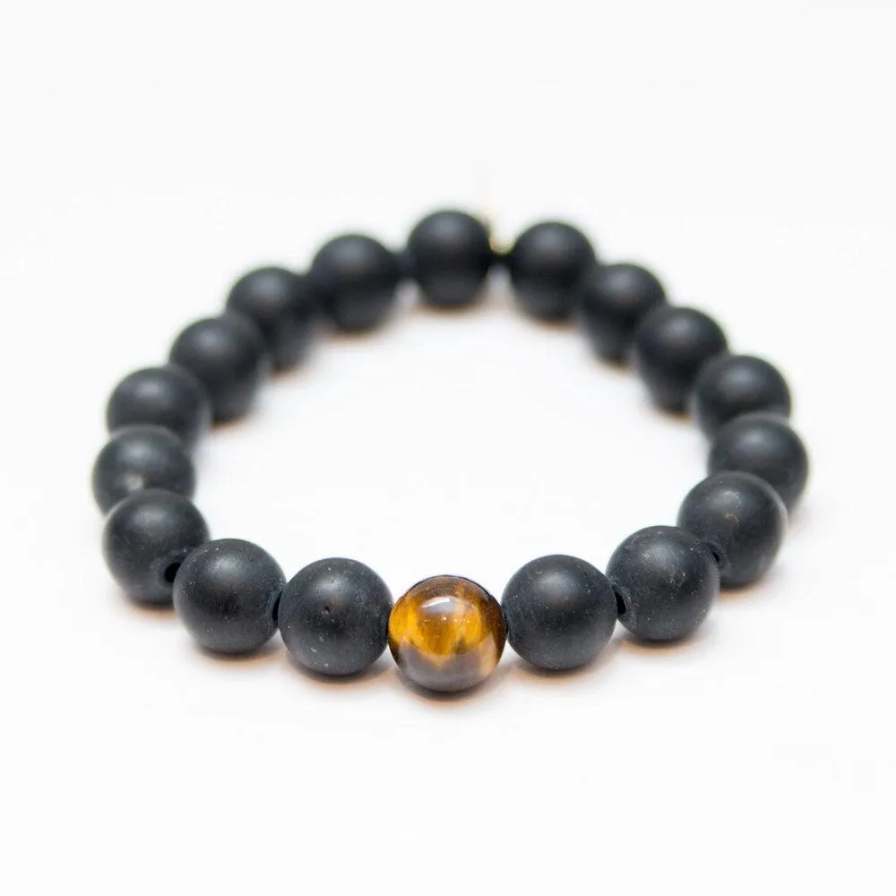 Onyx Crystal Bracelet | Matte   Tiger Eye Bead