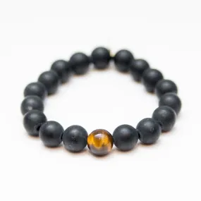 Onyx Crystal Bracelet | Matte   Tiger Eye Bead