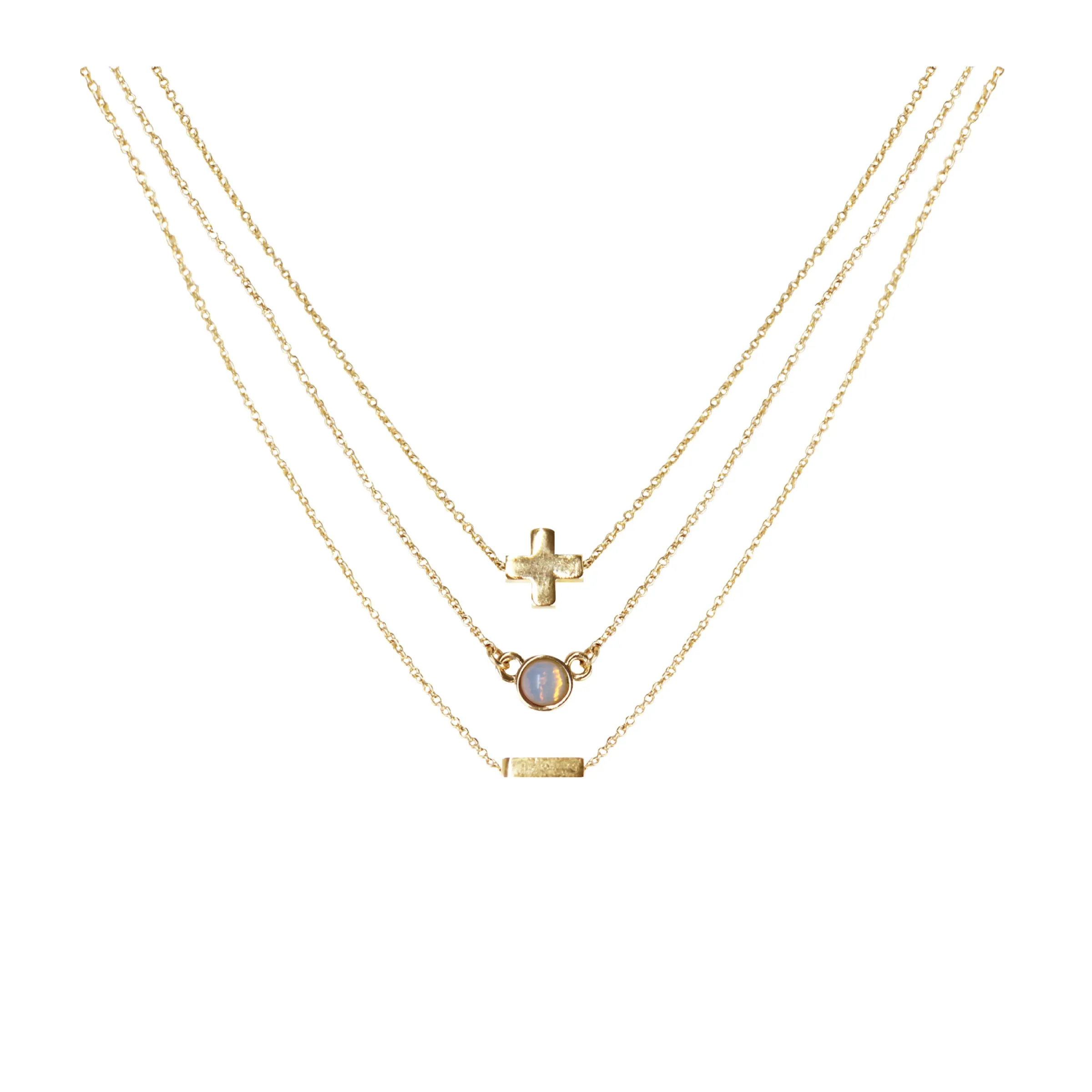 Opal & 18k Gold Plated Necklace Set of 3