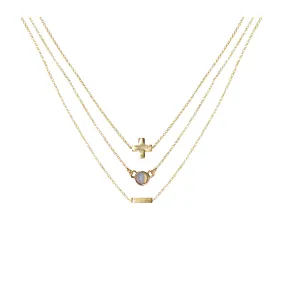 Opal & 18k Gold Plated Necklace Set of 3