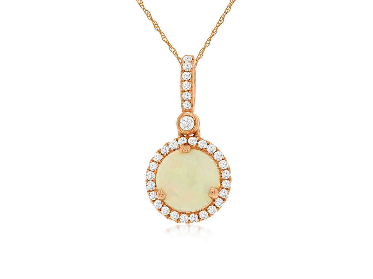 Opal & Diamond Halo Necklace