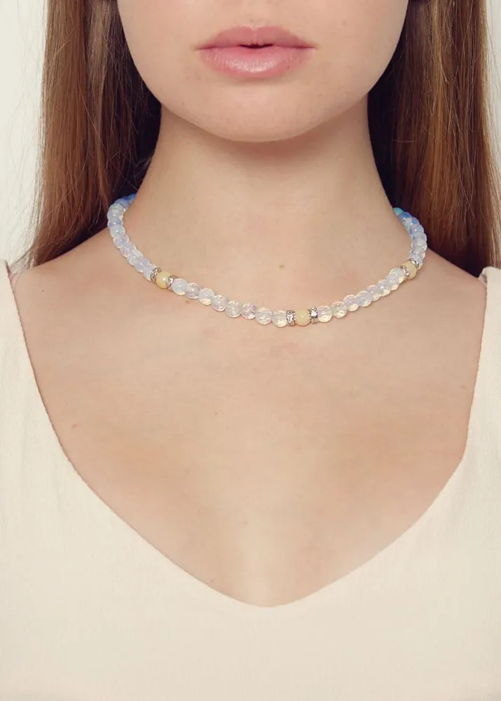 Opal and crystal necklace by Rosie Fox