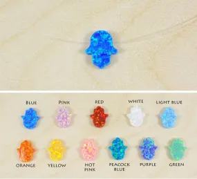 Opal Hamsa Hand Clear Necklace Floating Illusion Pendant