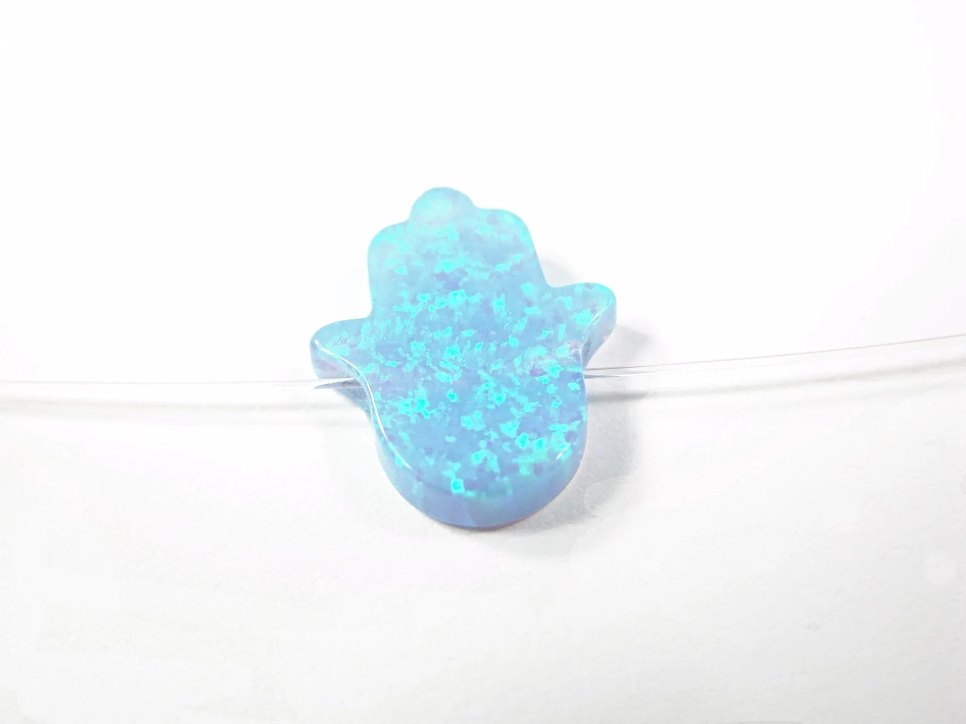 Opal Hamsa Hand Clear Necklace Floating Illusion Pendant