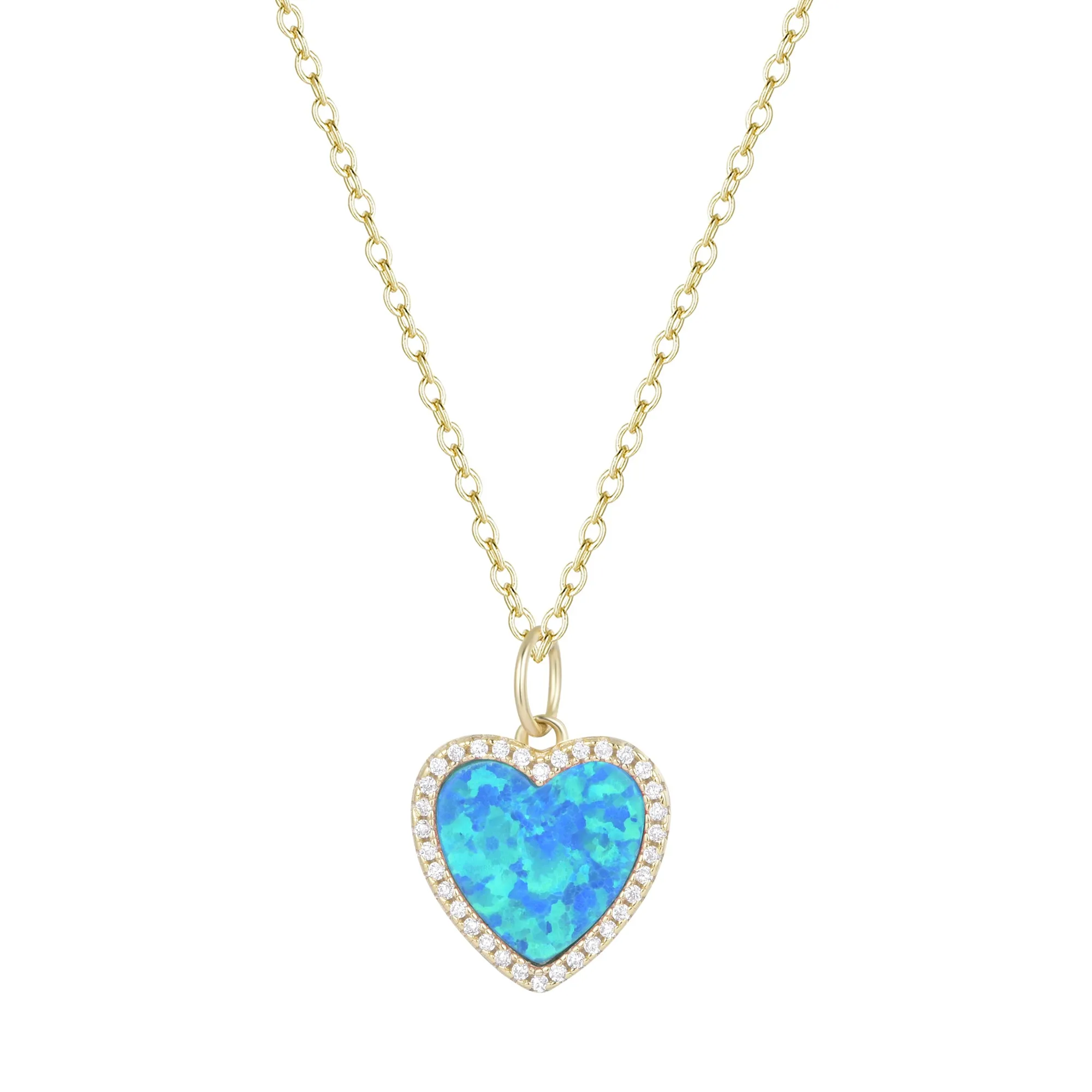Opal Heart Necklace With Crystals