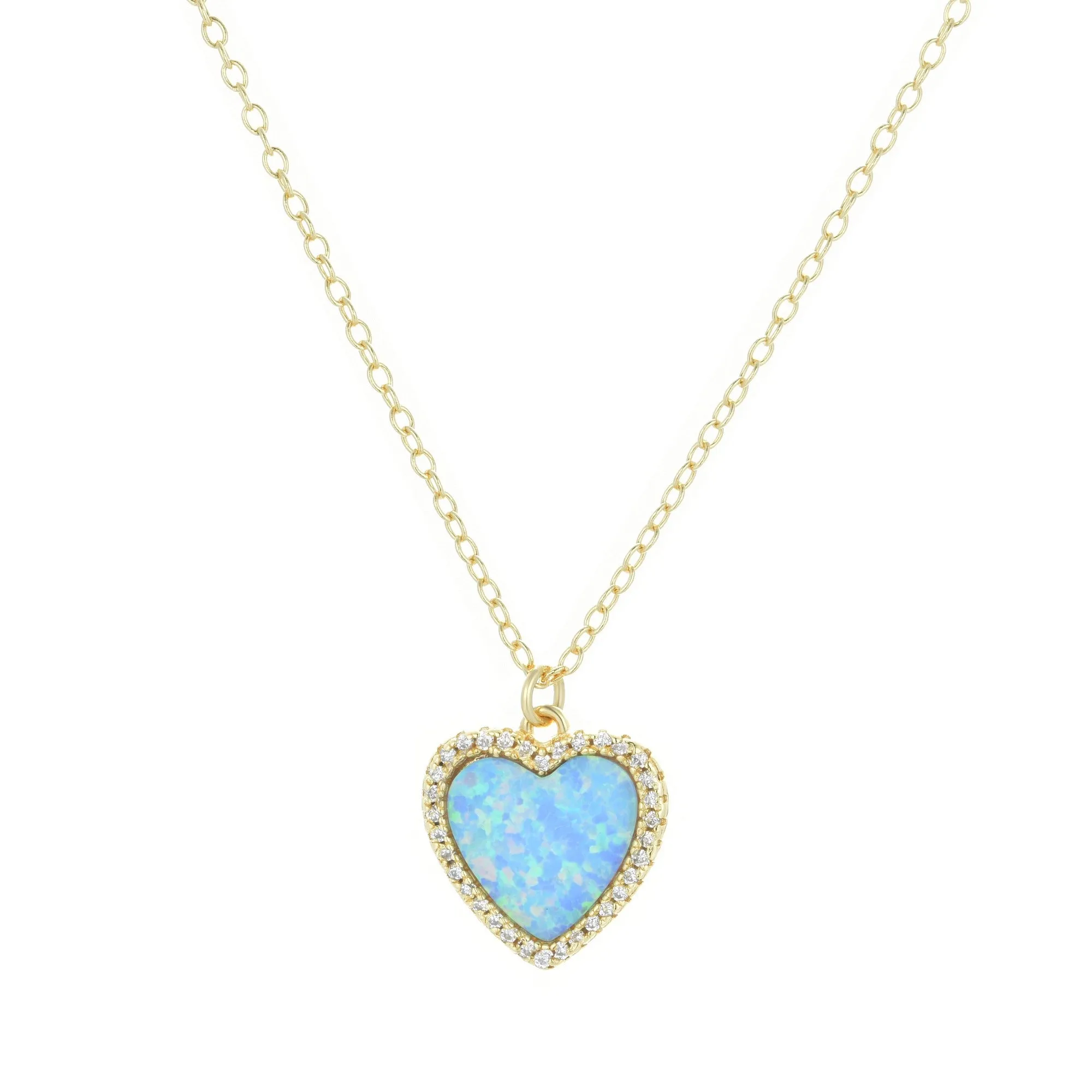 Opal Heart Necklace With Crystals