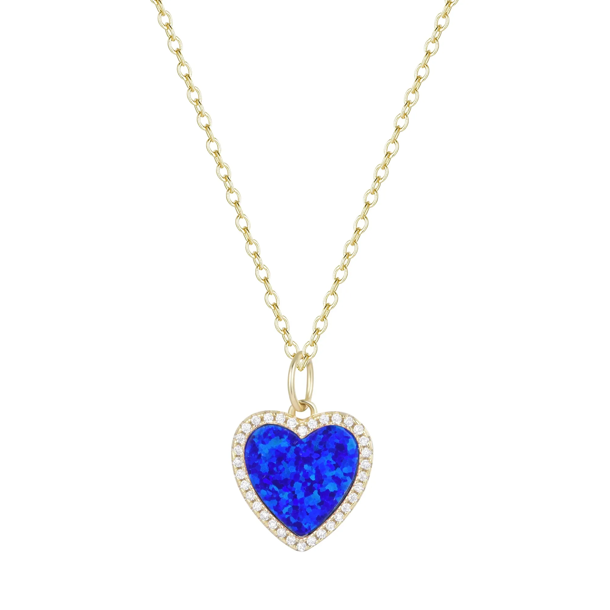 Opal Heart Necklace With Crystals