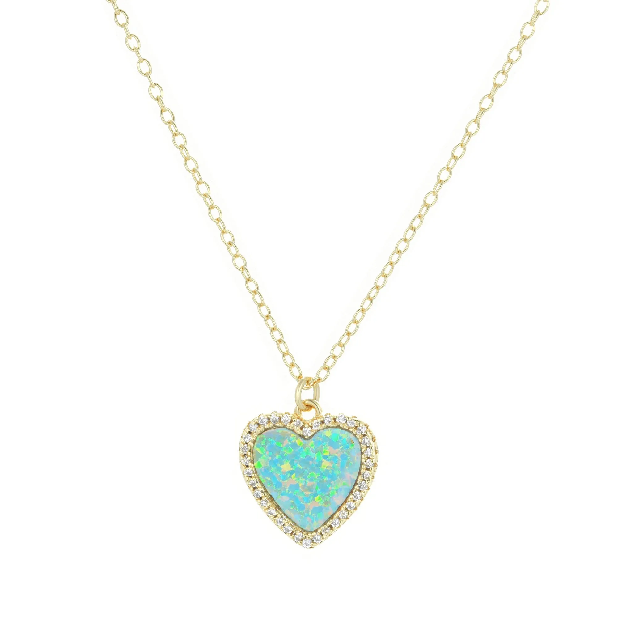Opal Heart Necklace With Crystals