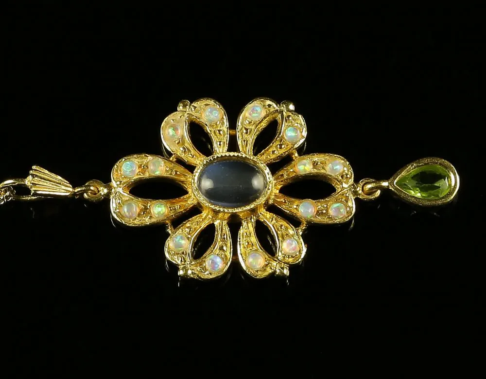 Opal Moonstone Peridot Pendant And Necklace