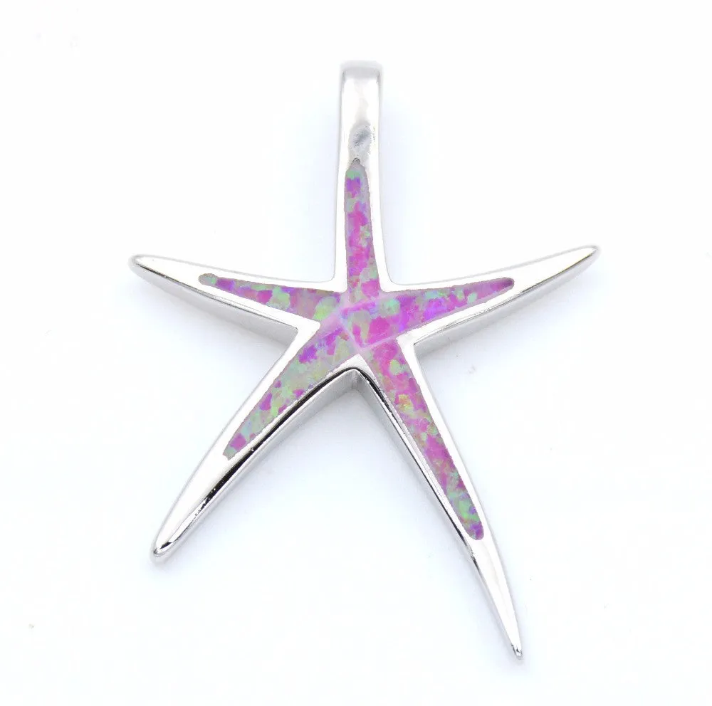 Opal Starfish Pendant Necklace With Wave Chain - Choose Color