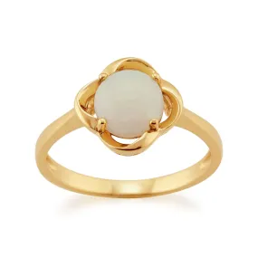 Opalring, 9ct Gelbgold 0.63ct 4 Klaue Satz Opal Cabochon Einzeln Stein Ring