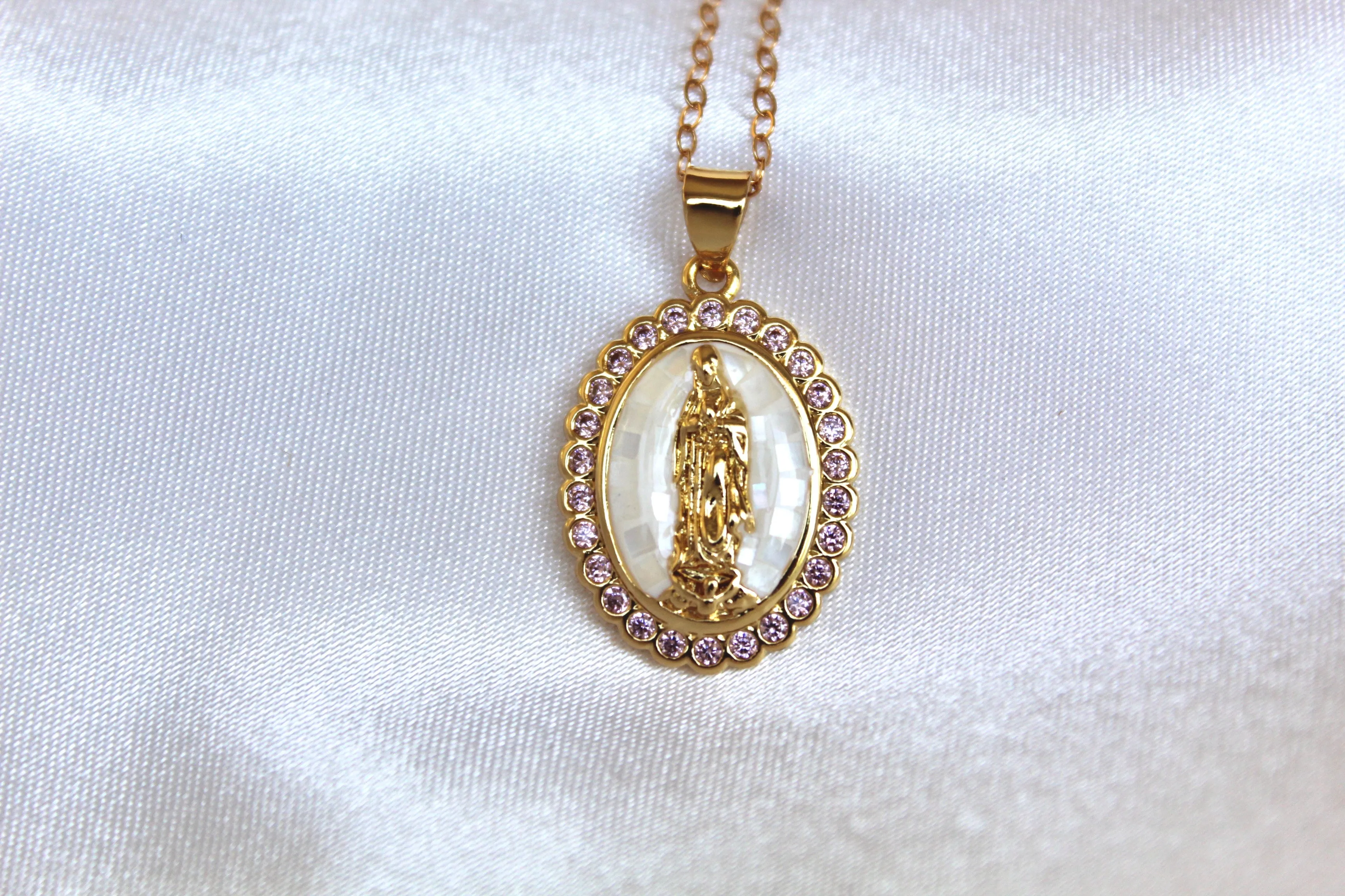 Our Lady of Guadalupe Necklace in White