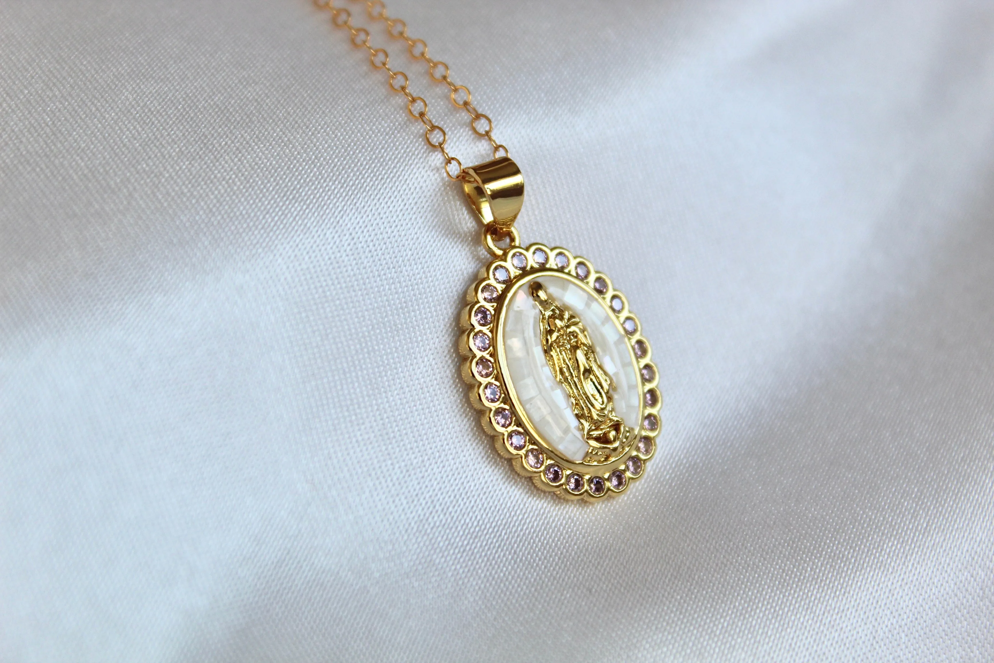 Our Lady of Guadalupe Necklace in White