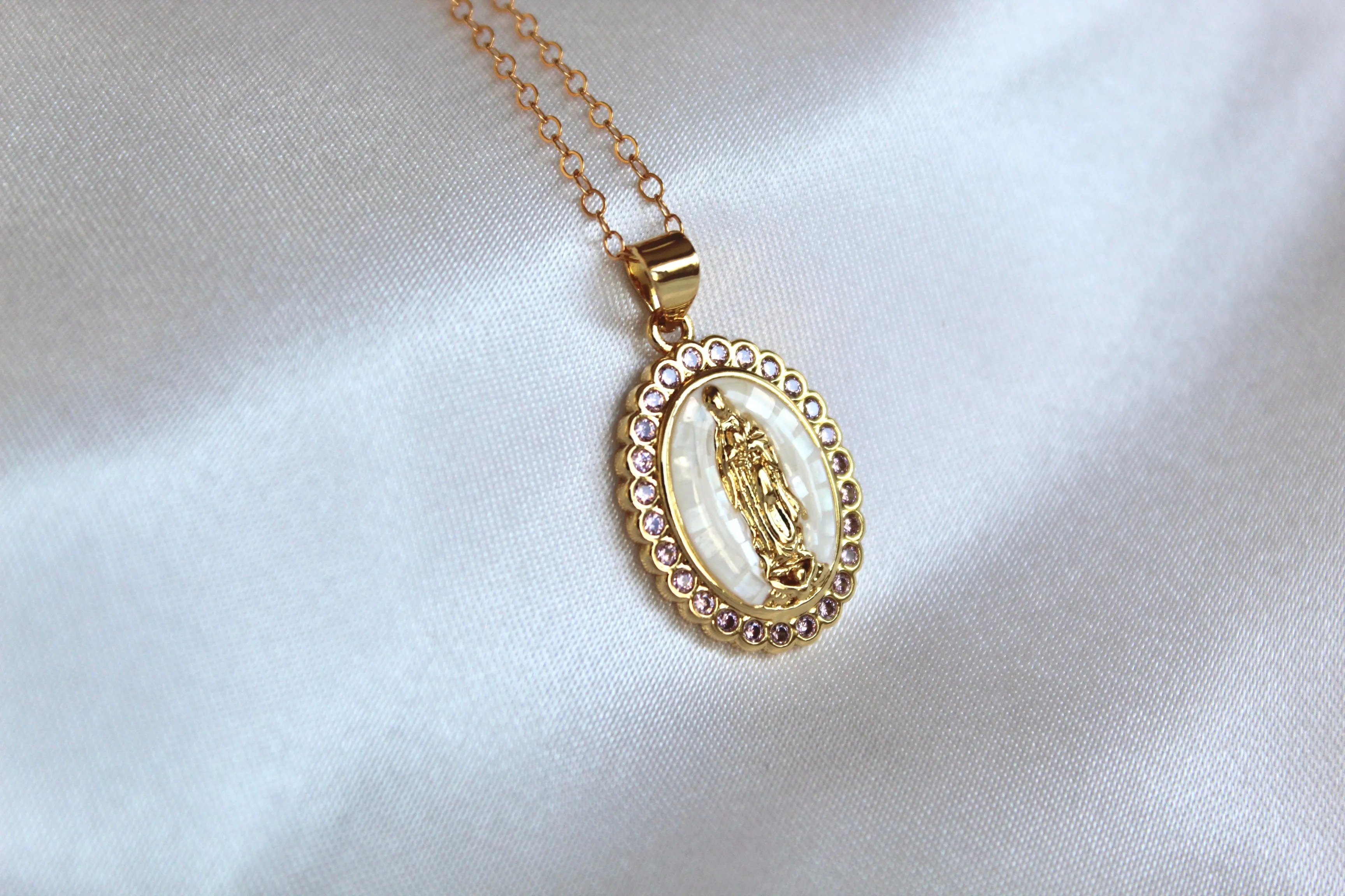 Our Lady of Guadalupe Necklace in White