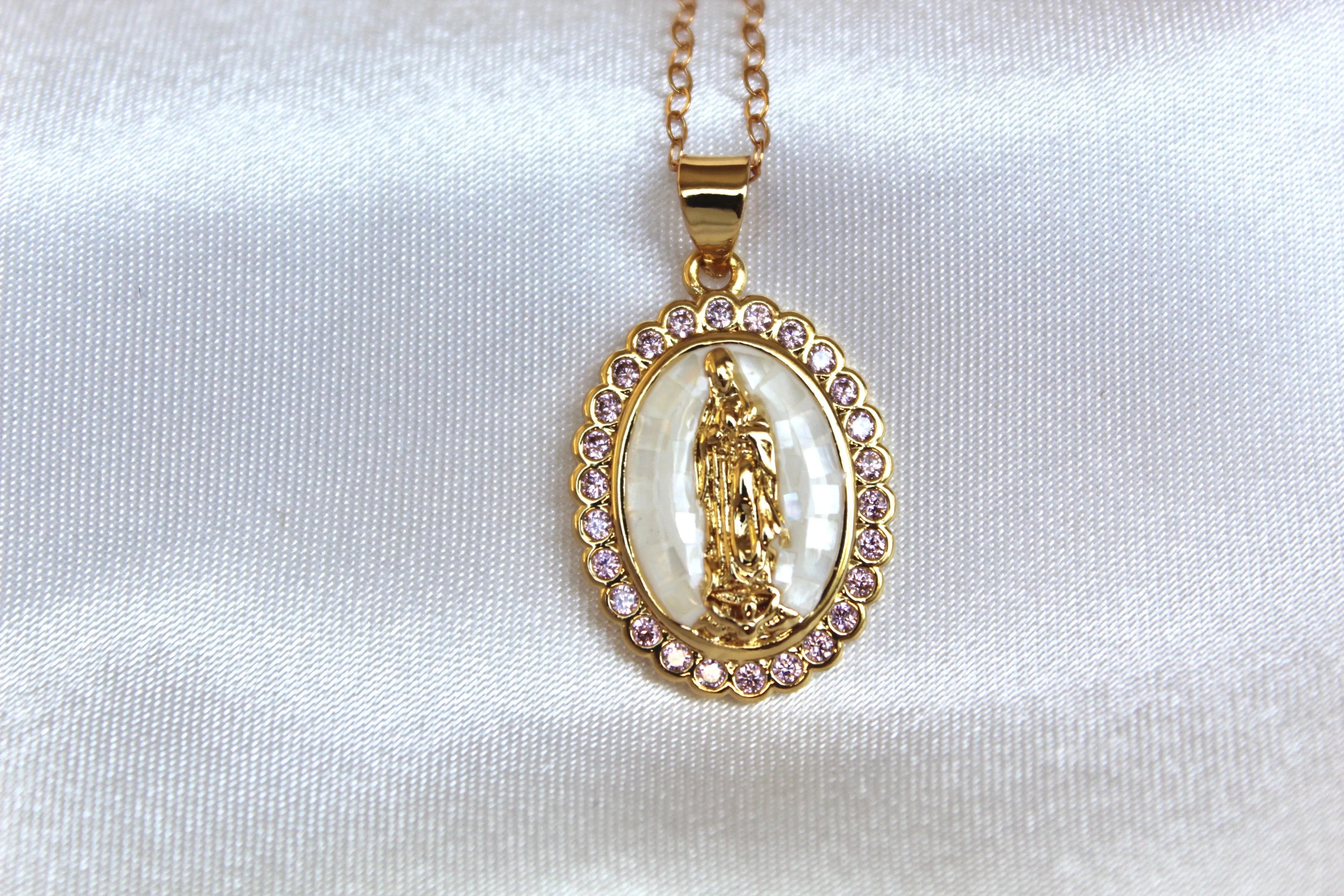 Our Lady of Guadalupe Necklace in White