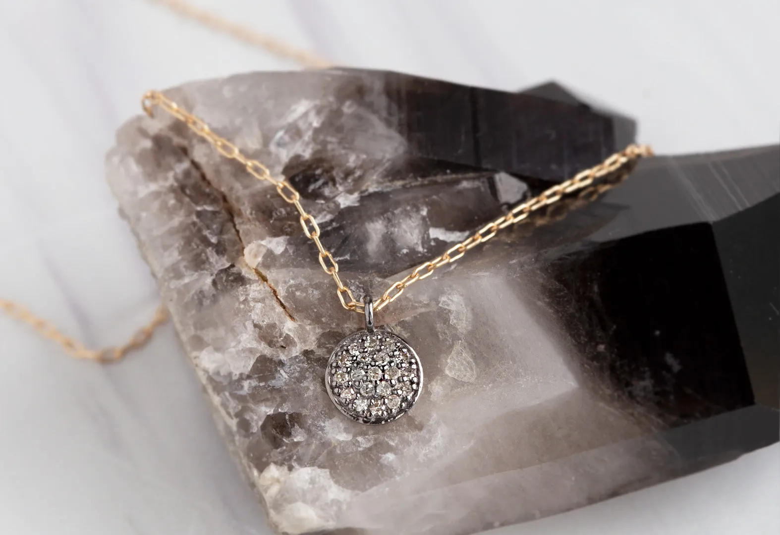 Pavé Diamond Disc Necklace