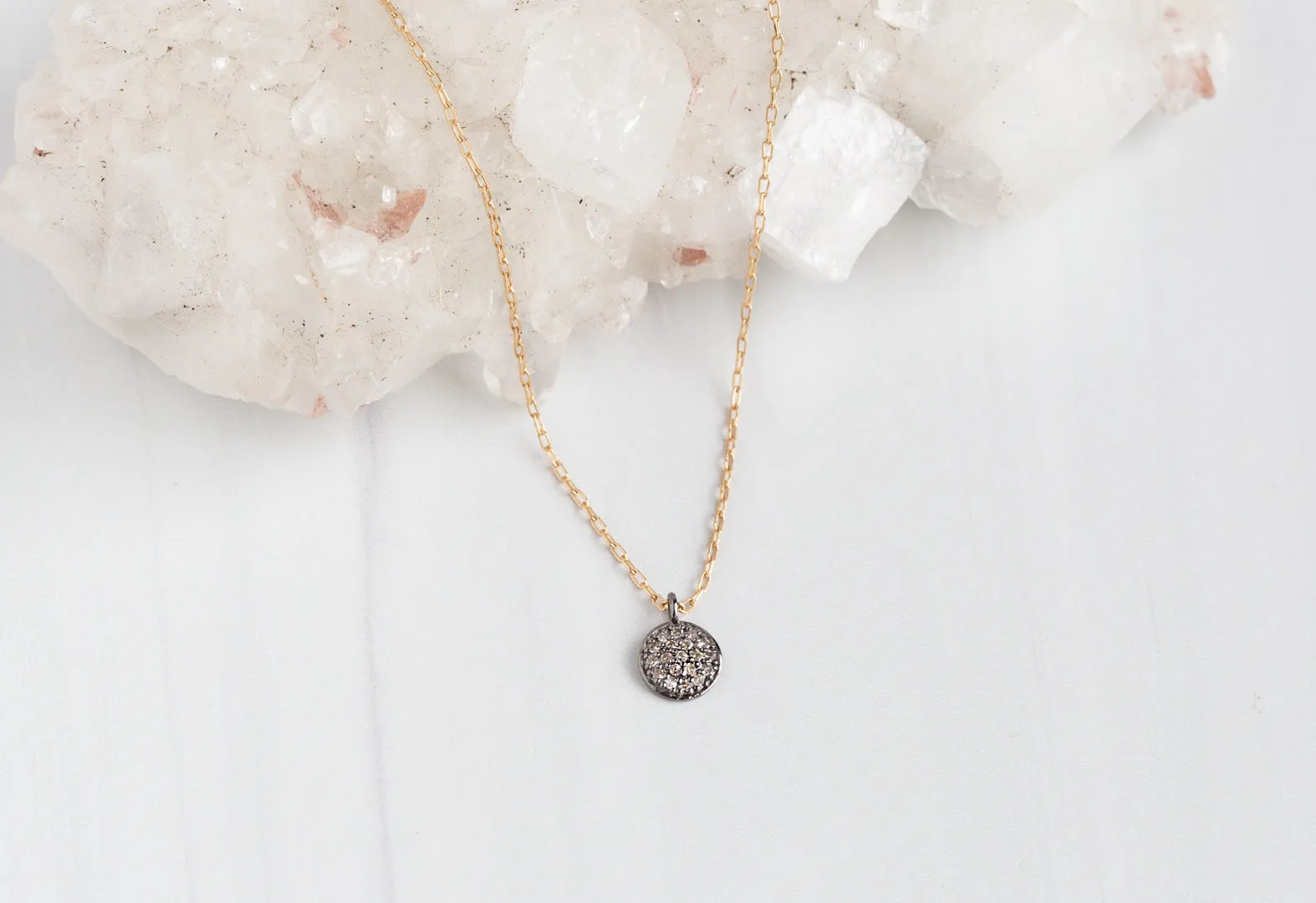 Pavé Diamond Disc Necklace