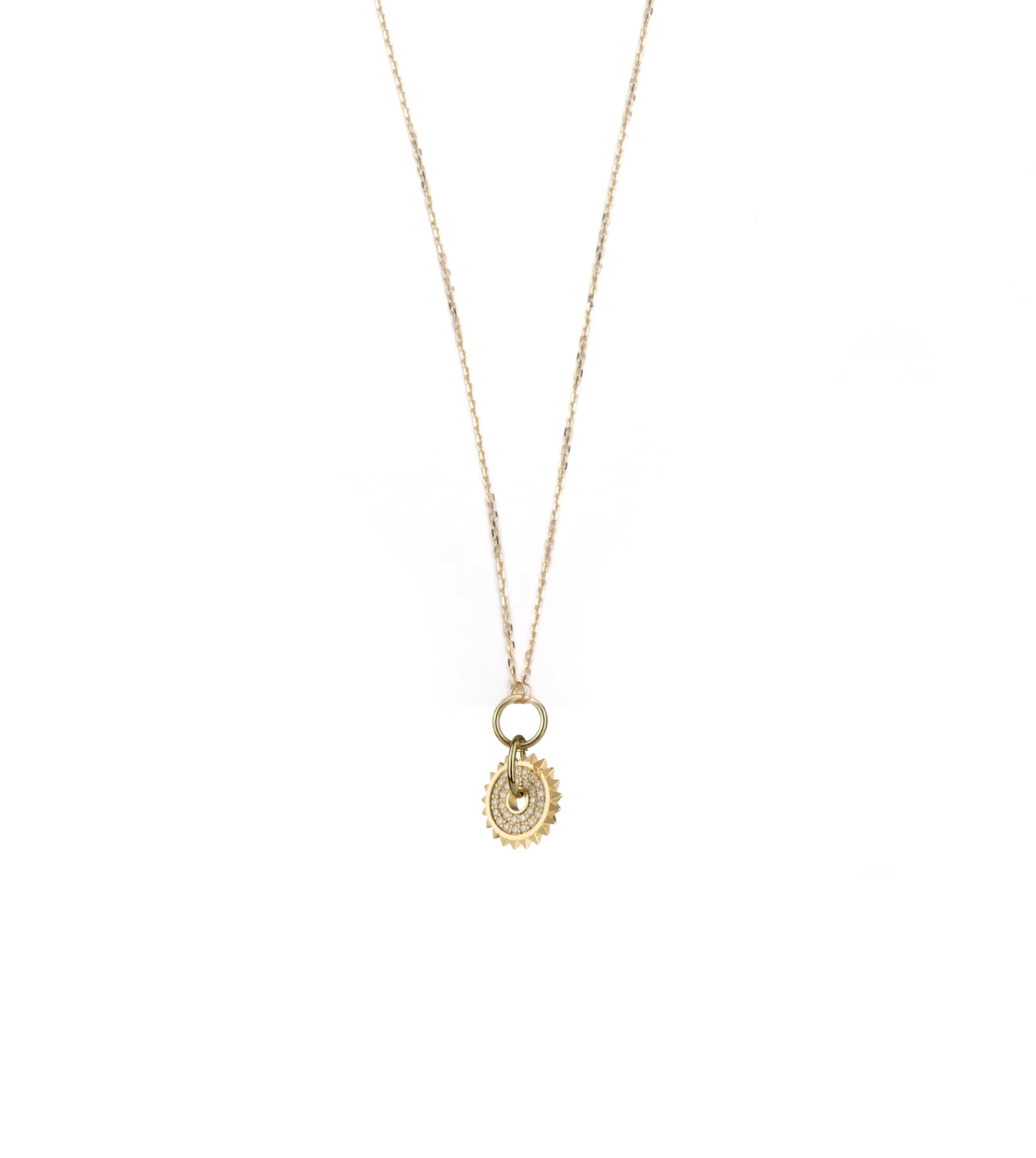 Pave Disk : Disk Drop Necklace