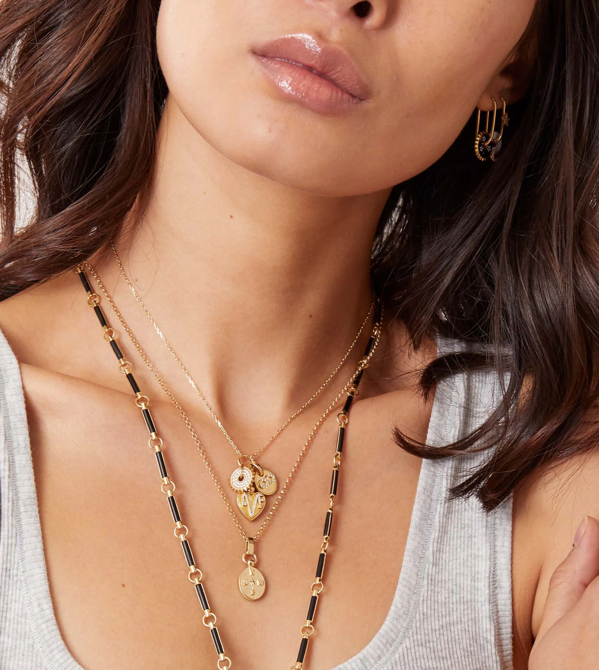 Pave Disk : Disk Drop Necklace