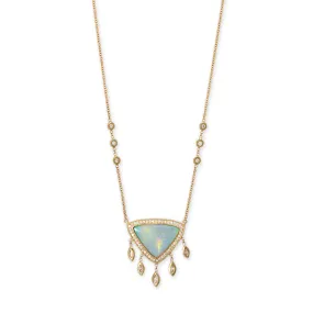 PAVE OPAL TRILLION   5 MARQUISE DIAMOND SHAKER NECKLACE