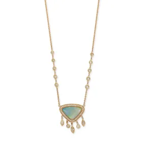 PAVE OPAL TRILLION   MARQUISE   ROUND DIAMOND SHAKER NECKLACE