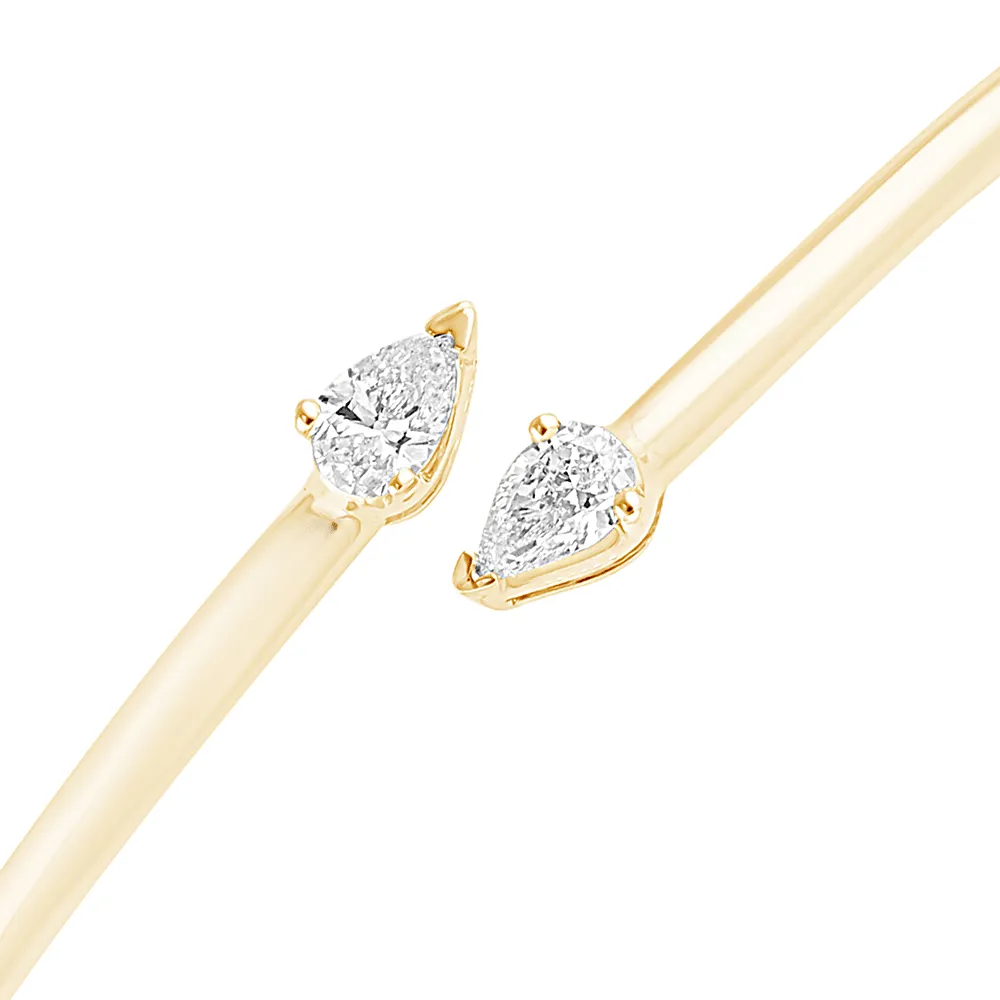 Pear Cuffs Bangle with 0.30ct of Laboratory Grown Diamonds in 9ct Yellow Gold