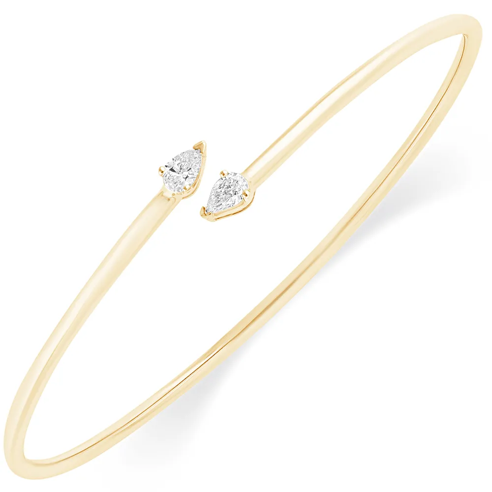 Pear Cuffs Bangle with 0.30ct of Laboratory Grown Diamonds in 9ct Yellow Gold
