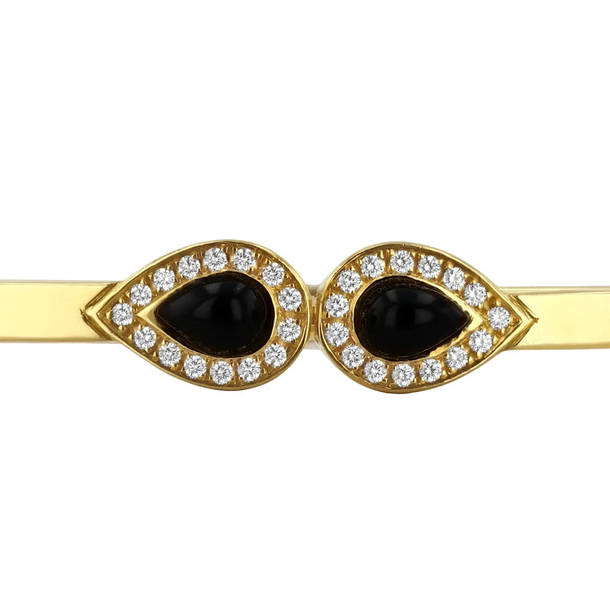 Pear Onyx and Diamond Halo Bangle | Pre-Loved | 18K Yellow Gold