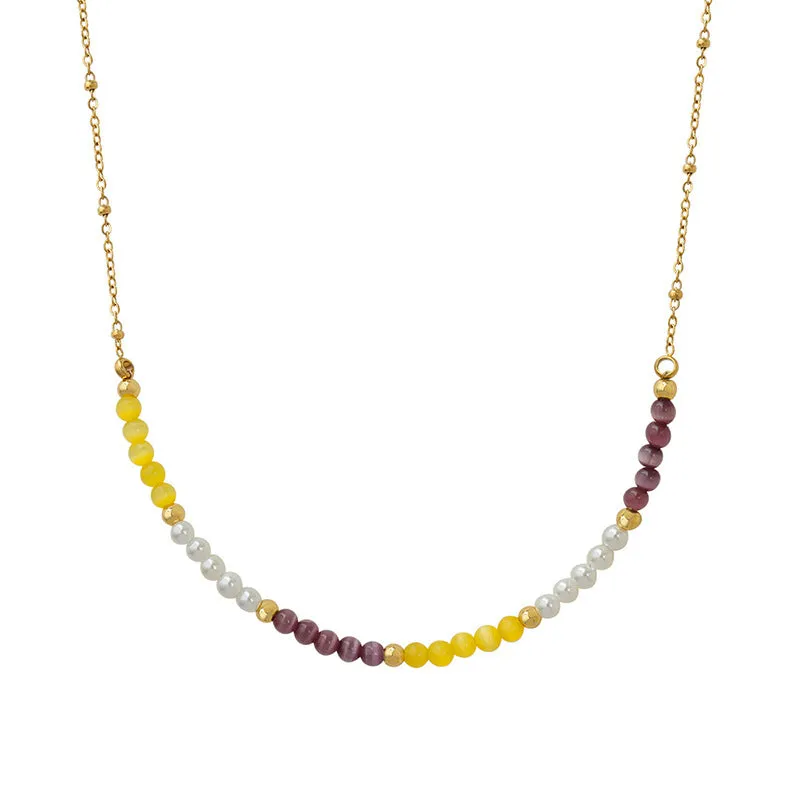 Pearl and Cat Eye Stone Opal Necklace