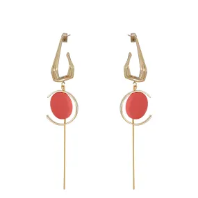 Pendulum Chain Earrings - Coral