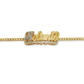 Personalized Gold Double Nameplate Heart Bracelet