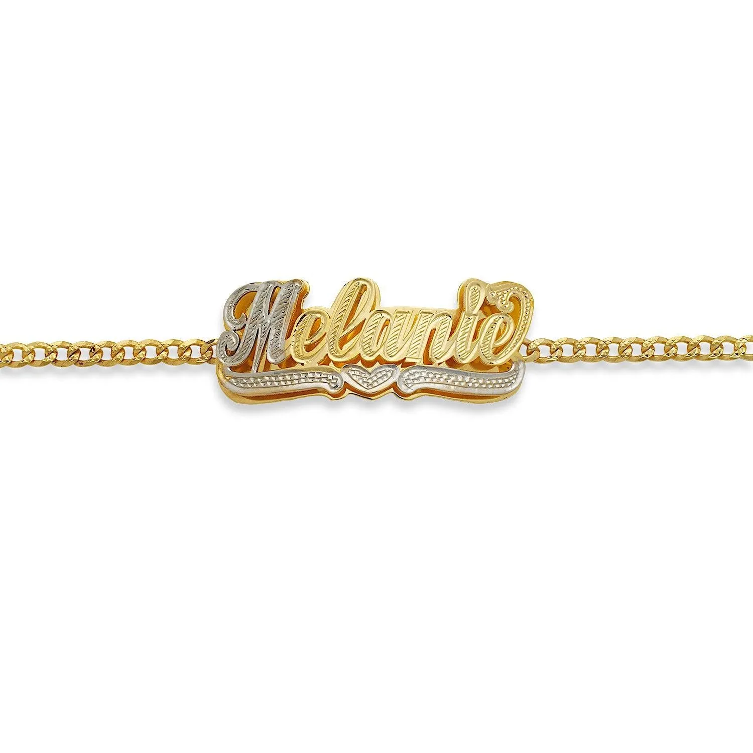 Personalized Gold Double Nameplate Heart Bracelet