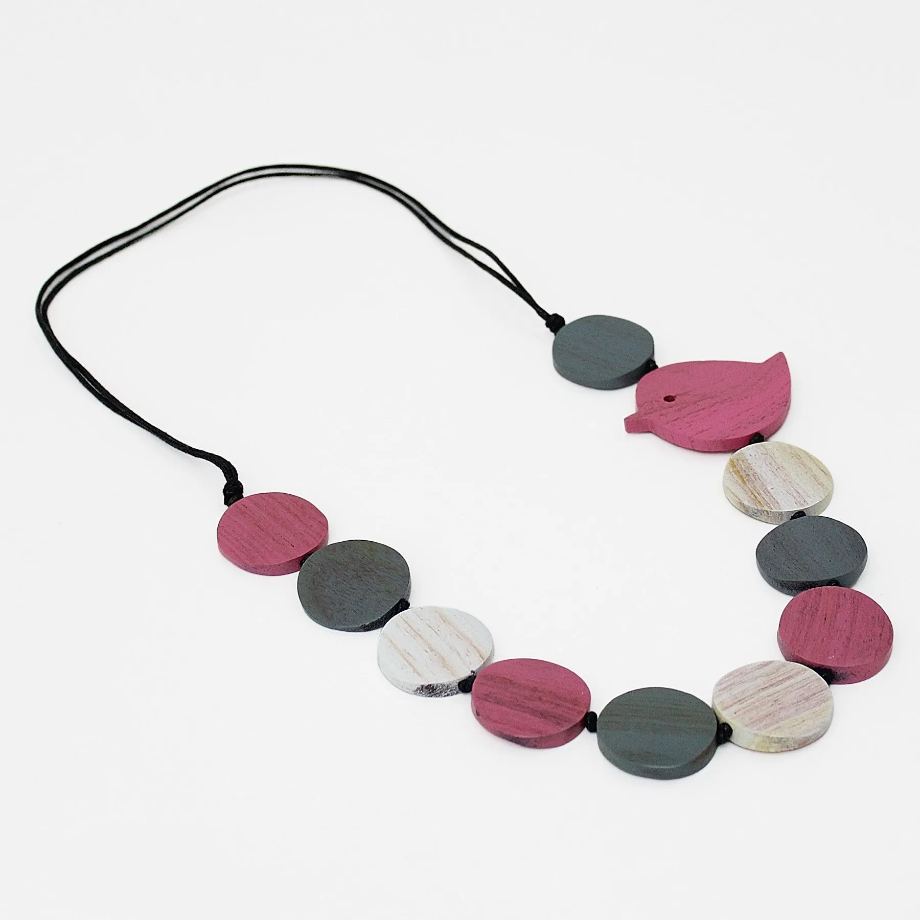 Pink Beaded Robin Necklace