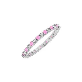 Pink Sapphire and Diamond Eternity Bangle : 14K White Gold - 10.00 CT TGW