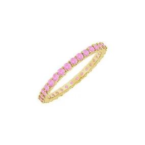 Pink Sapphire Eternity Bangle : 14K Yellow Gold - 10.00 CT TGW