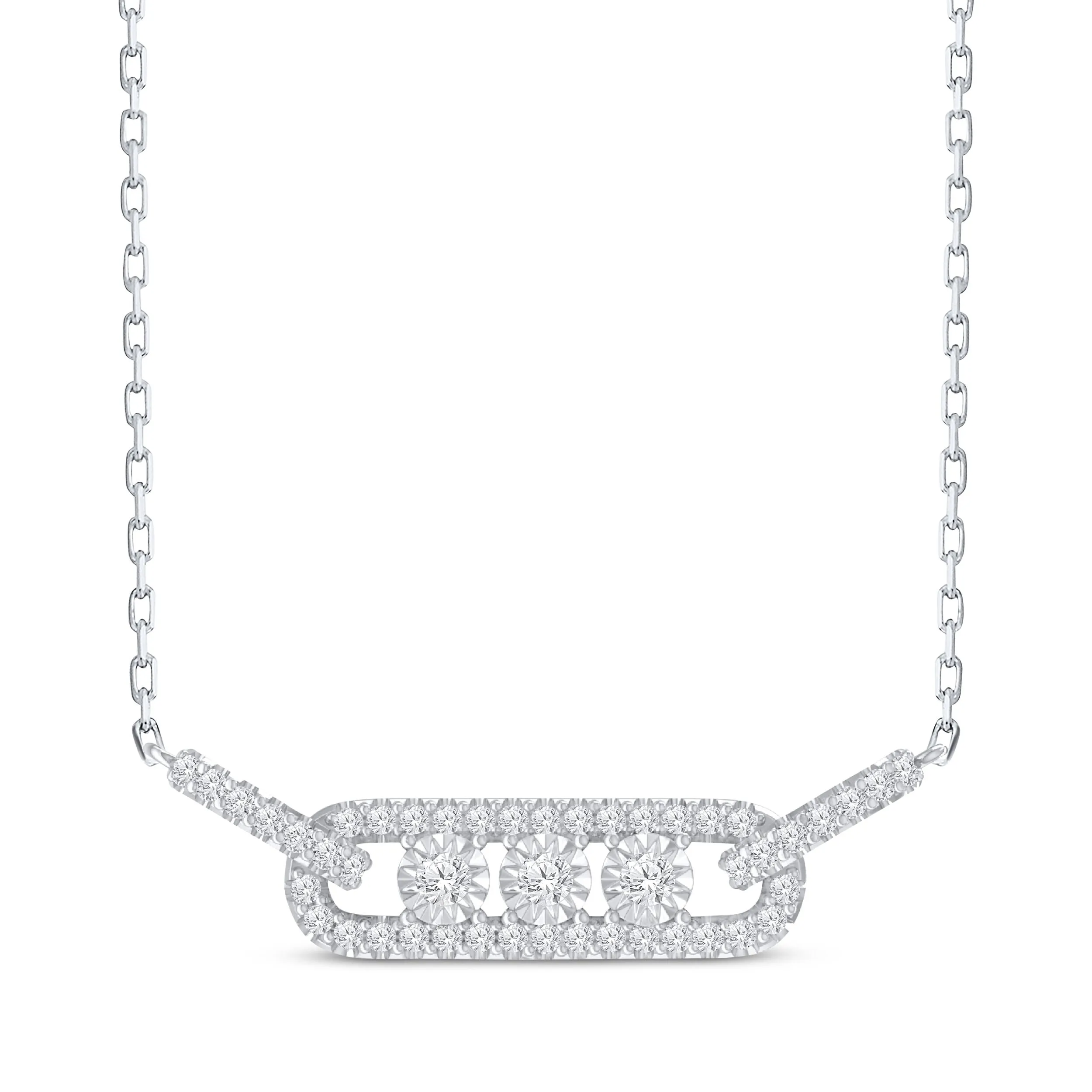 Pre-Owned Kay 1/5 ct Diamond Round-cut Three-Stone Necklace in Sterling Silver