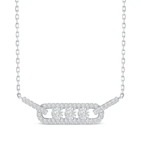 Pre-Owned Kay 1/5 ct Diamond Round-cut Three-Stone Necklace in Sterling Silver