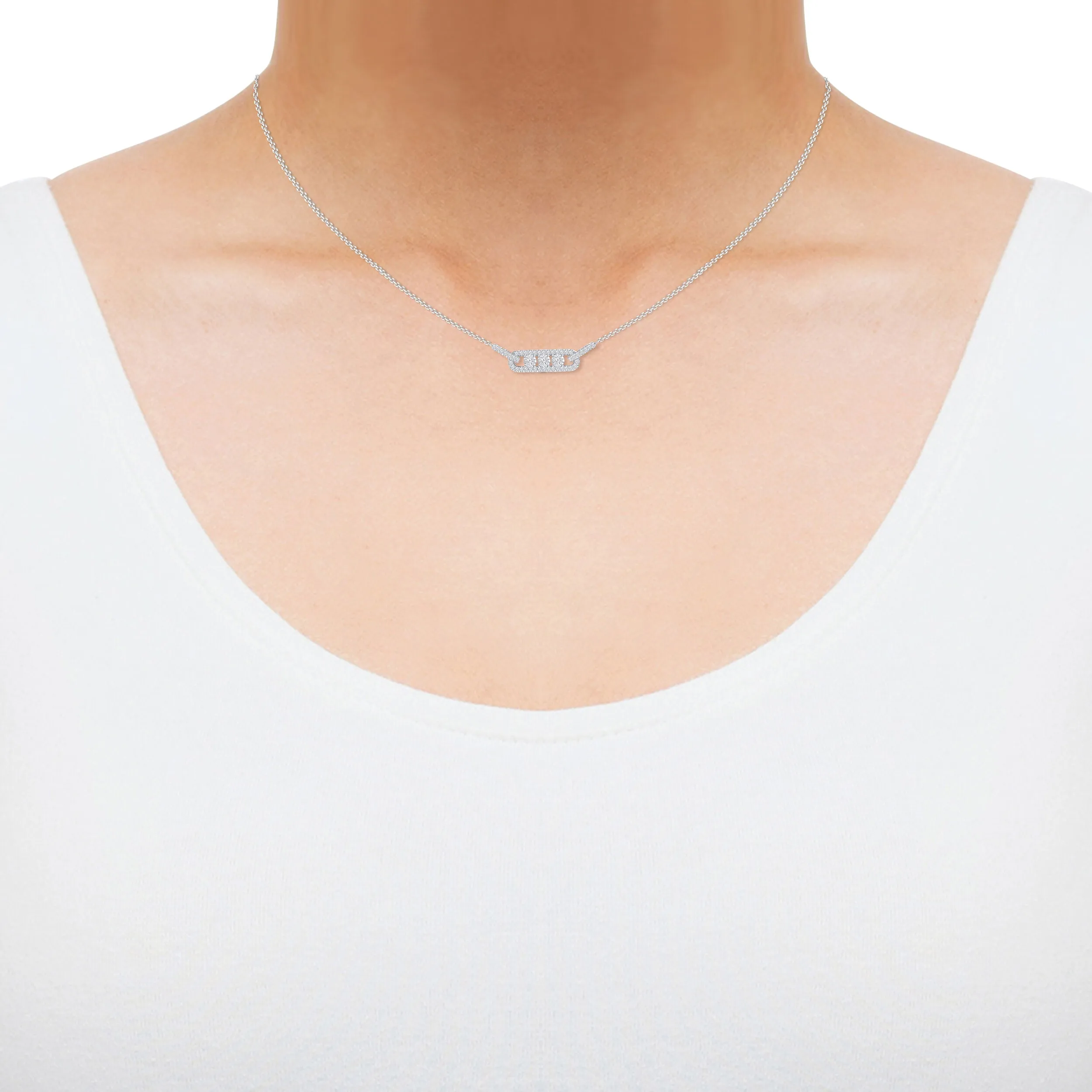Pre-Owned Kay 1/5 ct Diamond Round-cut Three-Stone Necklace in Sterling Silver