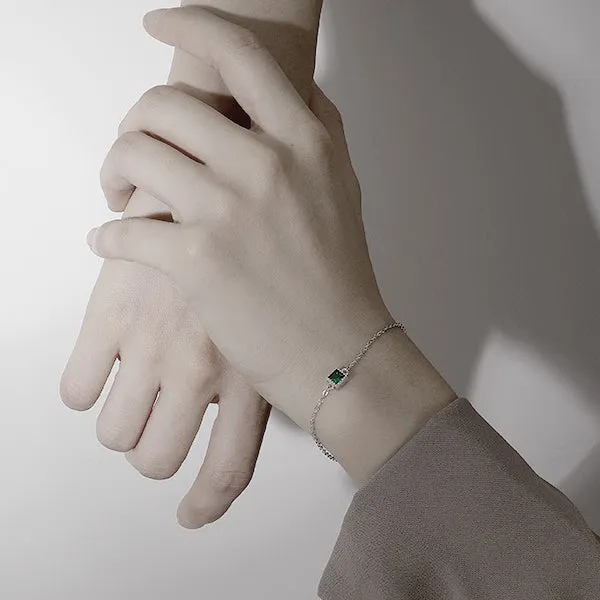 Princess Cut Green Zircon Sterling Silver Bracelet