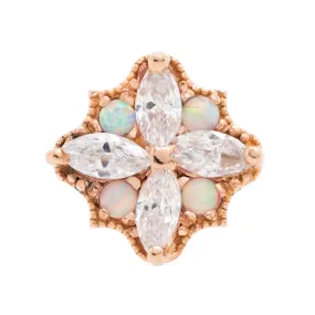 "Amira" End in Gold with CZ's & Opals - on flatback