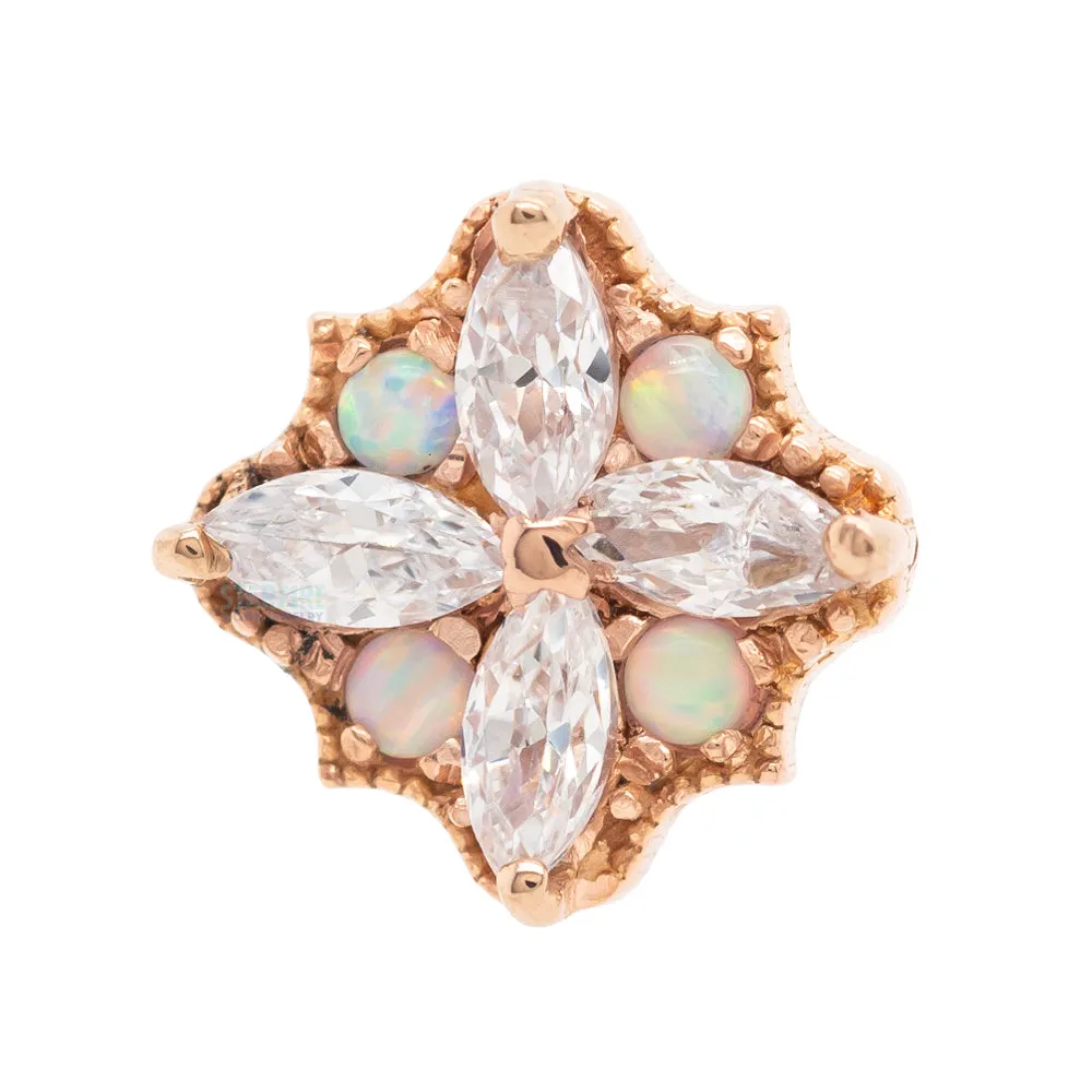 "Amira" End in Gold with CZ's & Opals - on flatback
