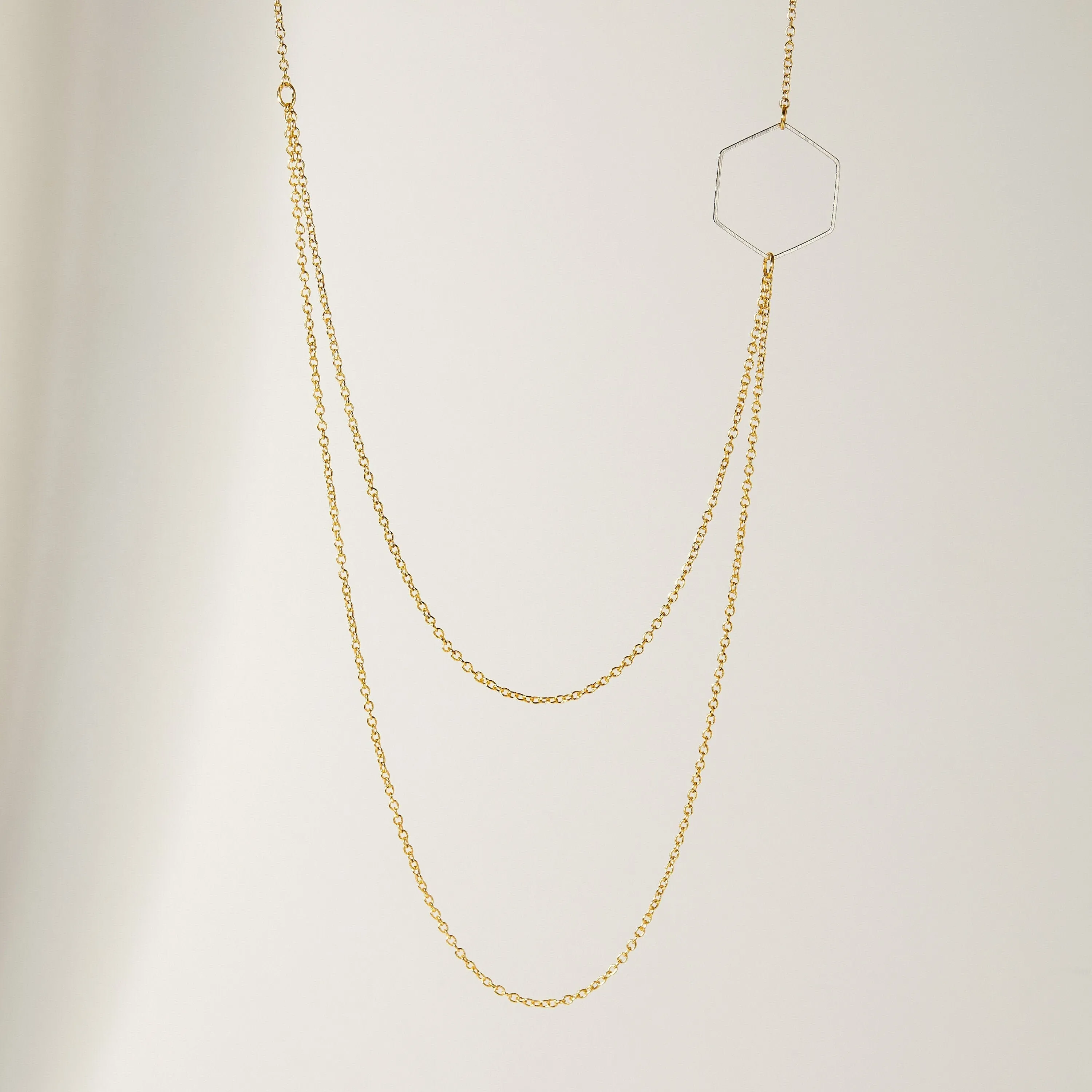 "Le Contour" Layered Gold & Silver Hexagon Necklace For Women