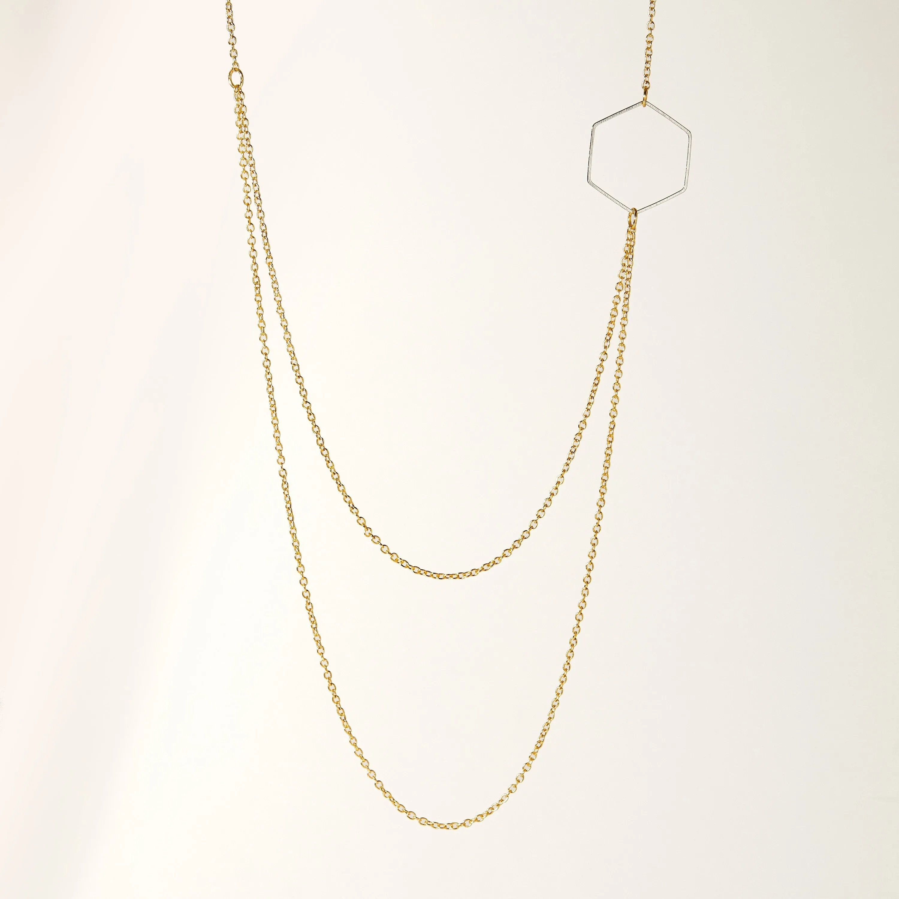 "Le Contour" Layered Gold & Silver Hexagon Necklace For Women