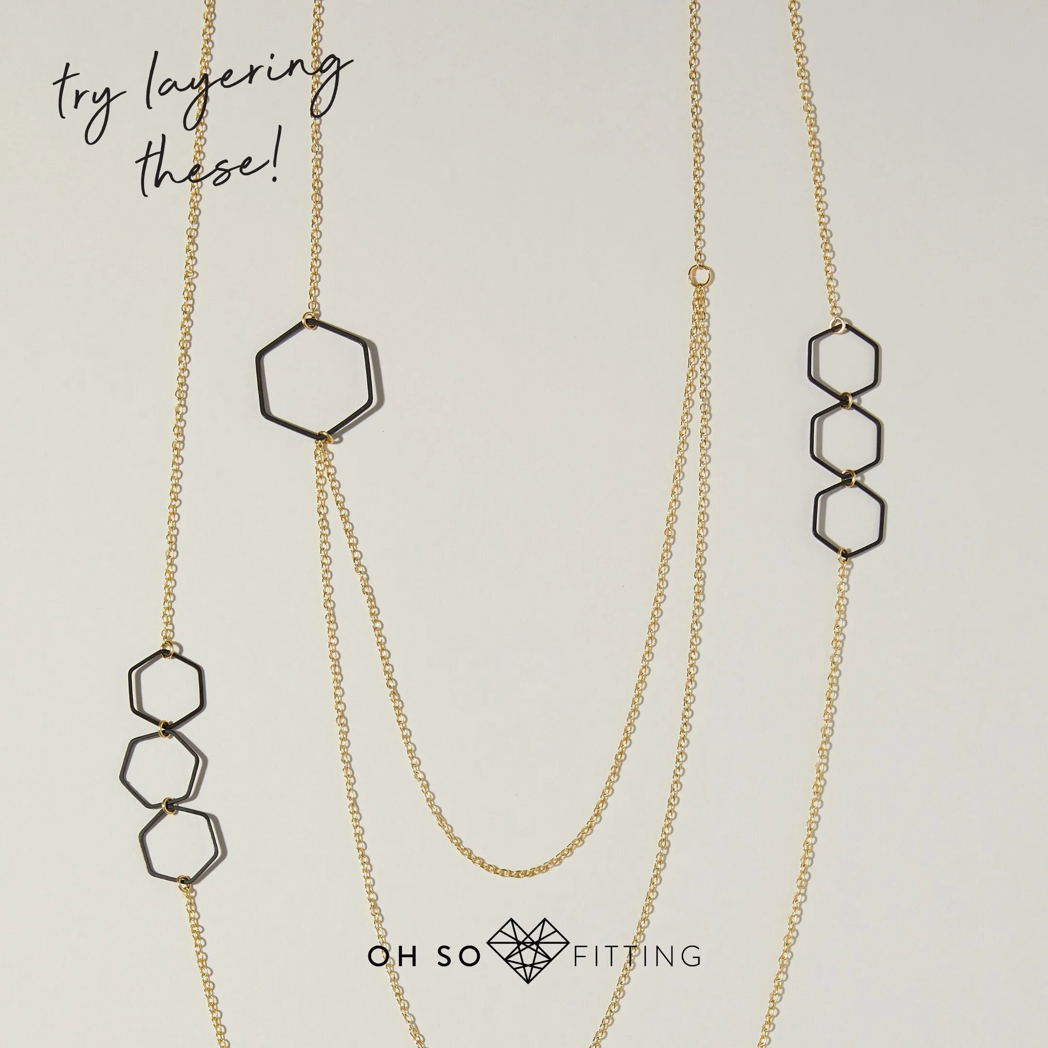"Le Contour" Layered Gold & Silver Hexagon Necklace For Women