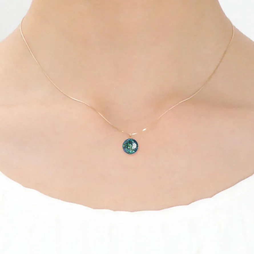 Raden Pendant Necklace - White South Sea Pearl Shell - , Traditional Japanese Urushi Lacquer Jewelry